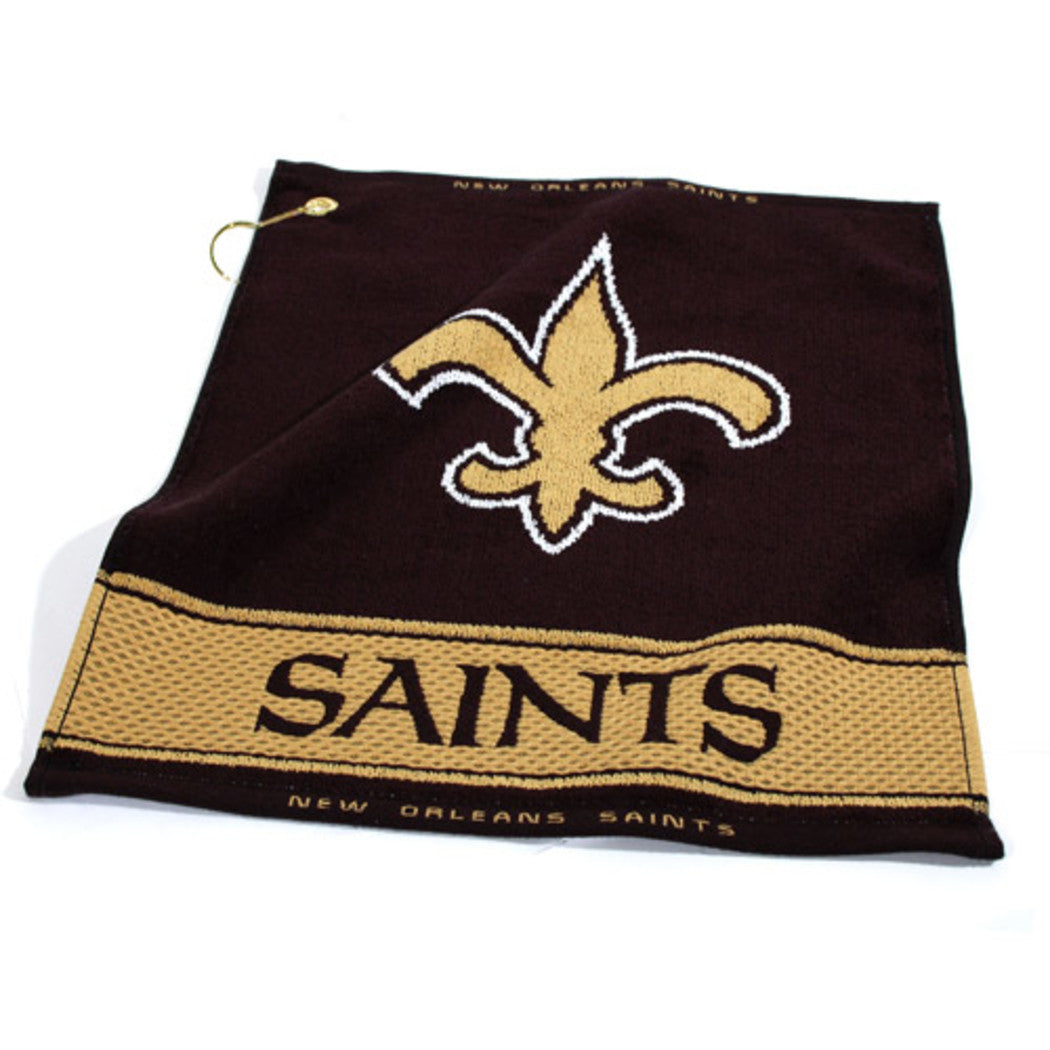 NFL Saints Golf Towel 16 X 19 Inches Football Themed Applique Sports Patterned Team Logo Fan Merchandise Athletic Spirit Black Old Gold White - Diamond Home USA