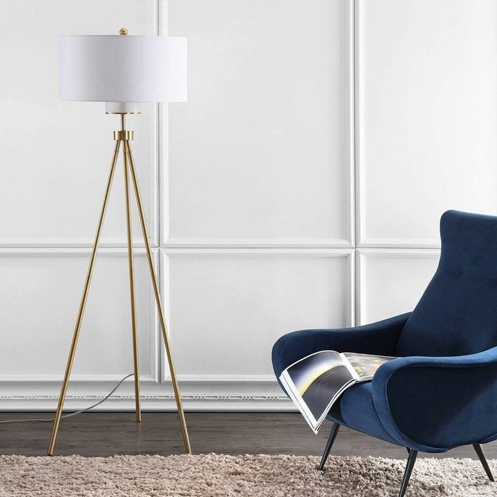 Tripod Geo Floor Lamp Modern Gold Reading Light White