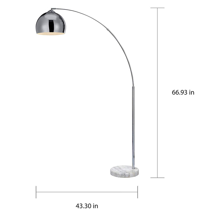 Tall Arc Floor Lamp Standing Arching Light Fixture Living Room Decor Lighting Sphere Shaped Shade Marble Base Metal