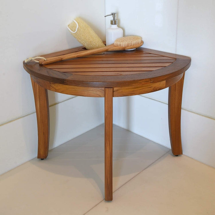 Spa Teak Corner Stool Brown Modern