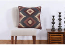 Handmade 20" Throw Pillow Set 2 (India) Blue Geometric Traditional Jute Wool Two Pillows