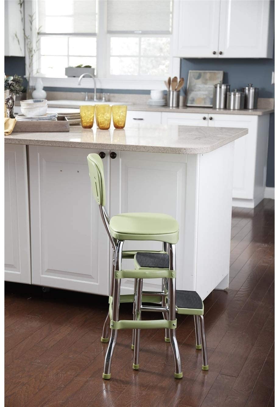 metal step chair  Metal chairs, Step stool, Kitchen step stool