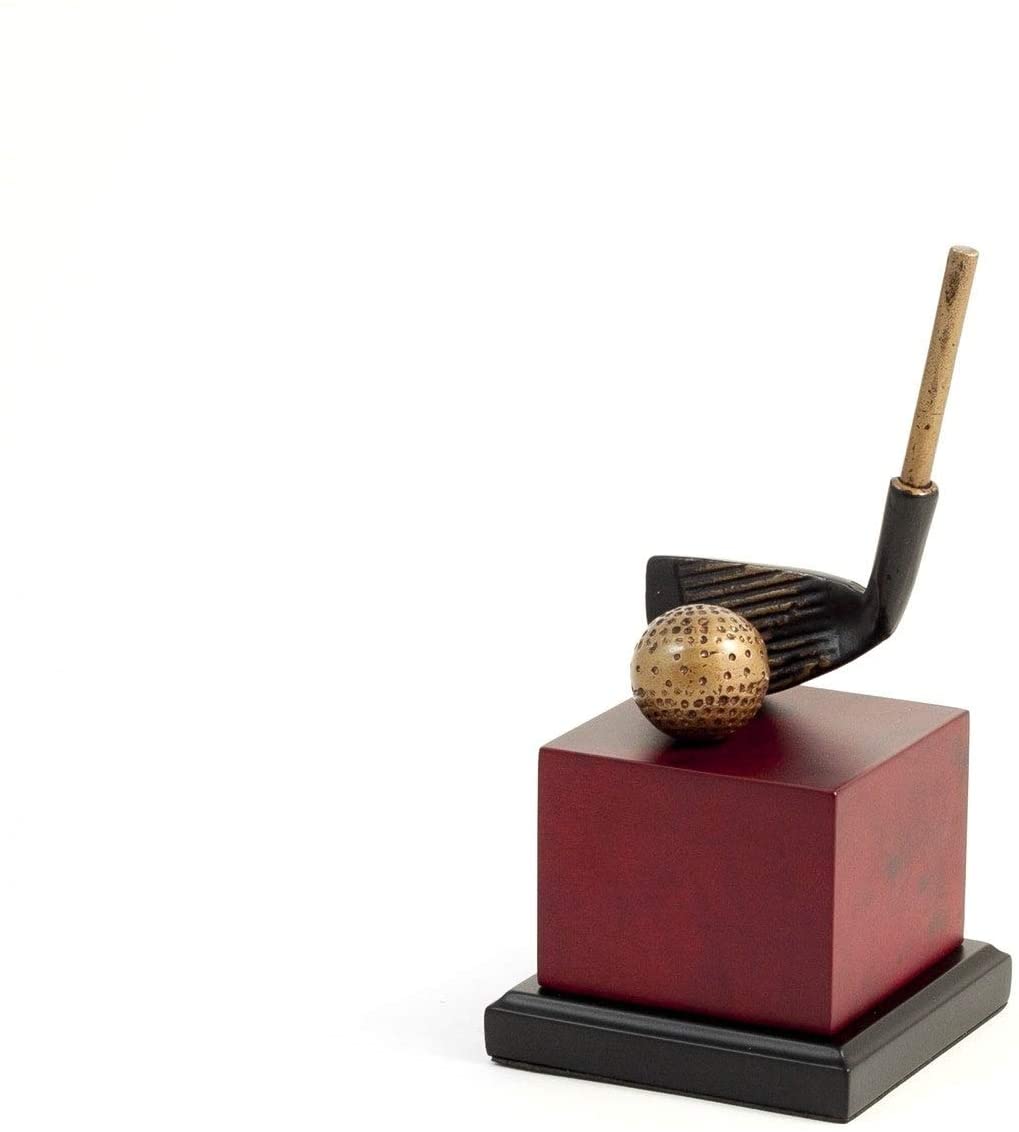 9" Golf Club Sculpture Wood Base Black