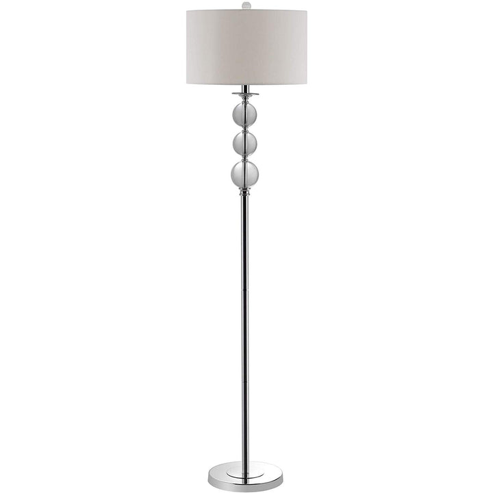 Modern Globe Floor Lamp 62" Crystal Glass Reading Light White Shade Contemporary Standing Lamp Silver Living Room Bedroom