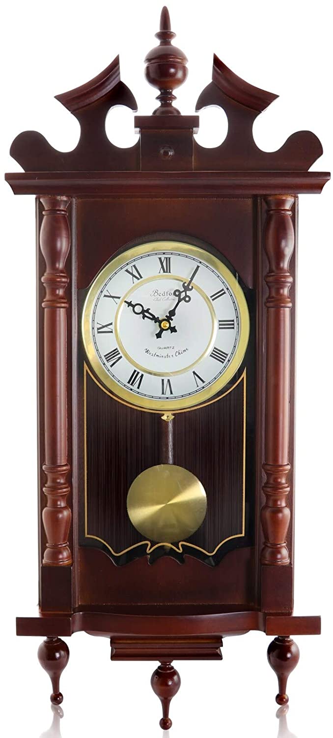 Decorative 31" Chiming Wall Clock W/Pendulum Red Rectangular