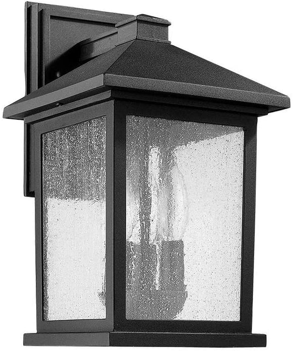 Rustic Lantern Medium Outdoor Wall Light Black Aluminum
