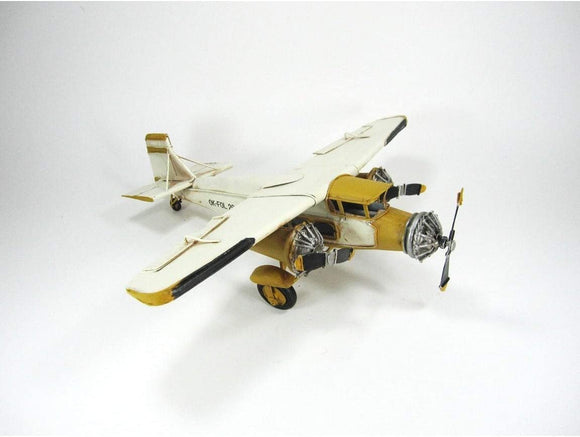 Metal Model Airplane Yellow Small Color Iron Antique