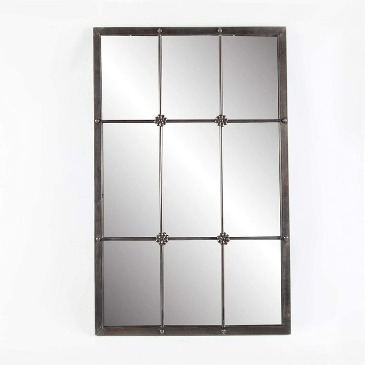 37 75in H Metal Window Frame Wall Mirror Antique Brown /n Modern Contemporary Includes Hardware