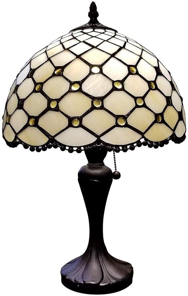 Tiffany Table Lamp Jeweled Beaded 19" Tall Stained Glass