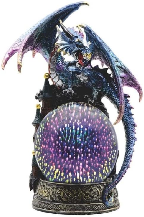 12 5" h Led Blue Dragon Optic Globe Statue Fantasy