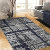 Rugs Distressed Gray Charcoal Grey Rectangular Accent Area Rug Midnight Blue Abstract Design 4' 11" X 7' 0" Modern Contemporary Rectangle