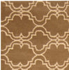 Handmade Trellis Wool Rug (India) 2'6 X 9'10 Brown Geometric Modern Contemporary Rectangle Latex Free