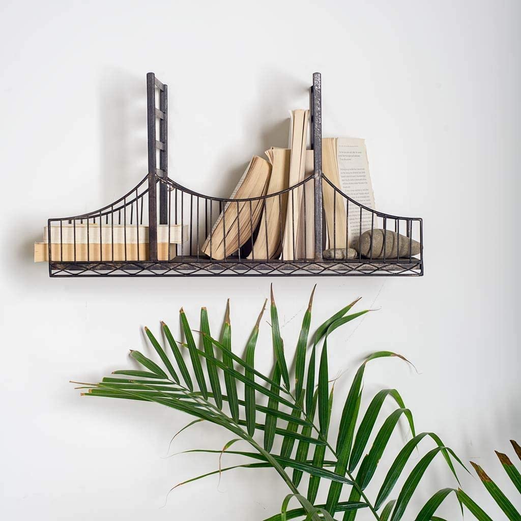 Fran Black Metal Bridge Shelf Industrial