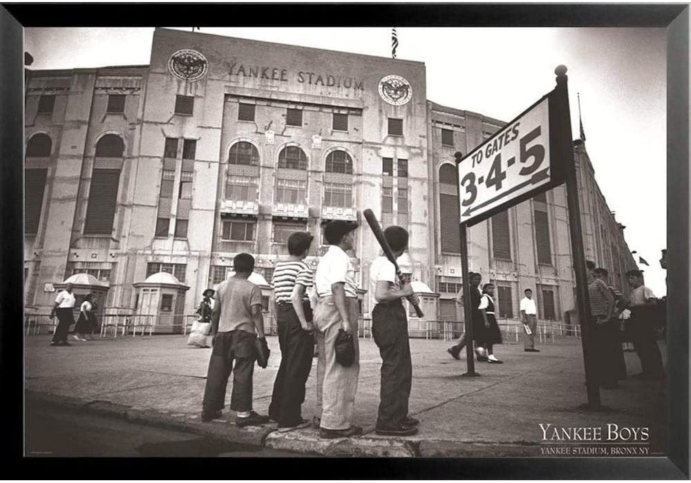 Unknown1 Framed Vintage Yankee Stadium Boys 36x24 Sports Art Poster 36 X 24 Color Modern Contemporary Rectangle