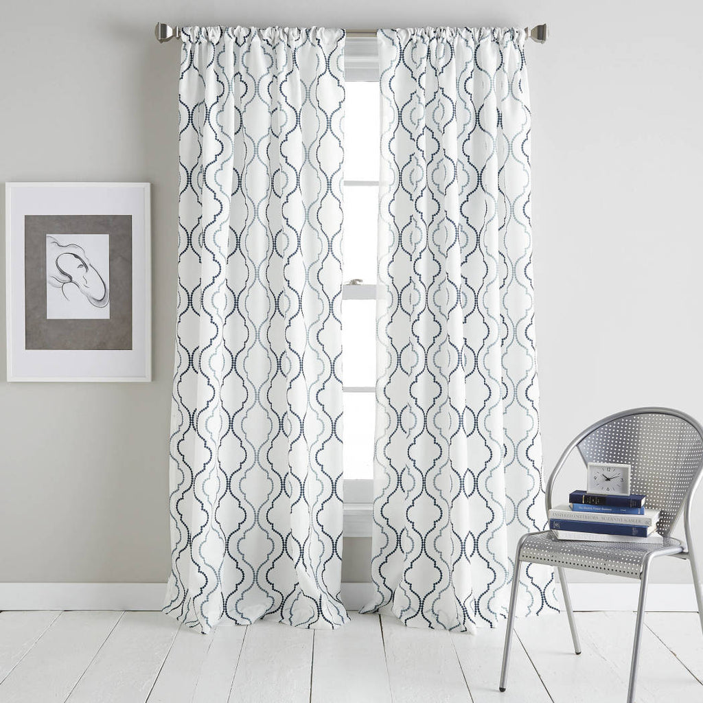 Dotted Moroccan Window Curtain Set Mod Dots Trellis Pattern Panels Pair Contemporary Trendy Stylish Window Treatment Drapes Rod Pocket Polyester