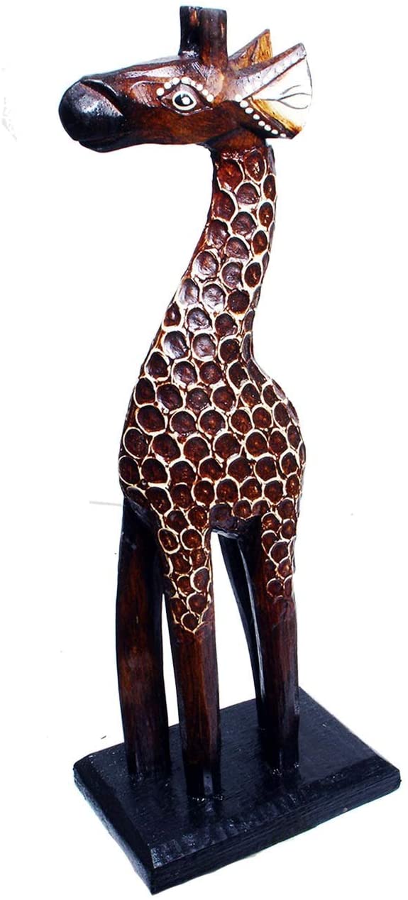 Handmade 8 inch Wooden Giraffe Statue (Indonesia) Brown