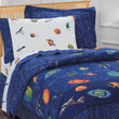Outer Space Themed Comforter Set Sheets Orbiting Planets Stars kling Satellites Rockets Comets Teen Themed Plush