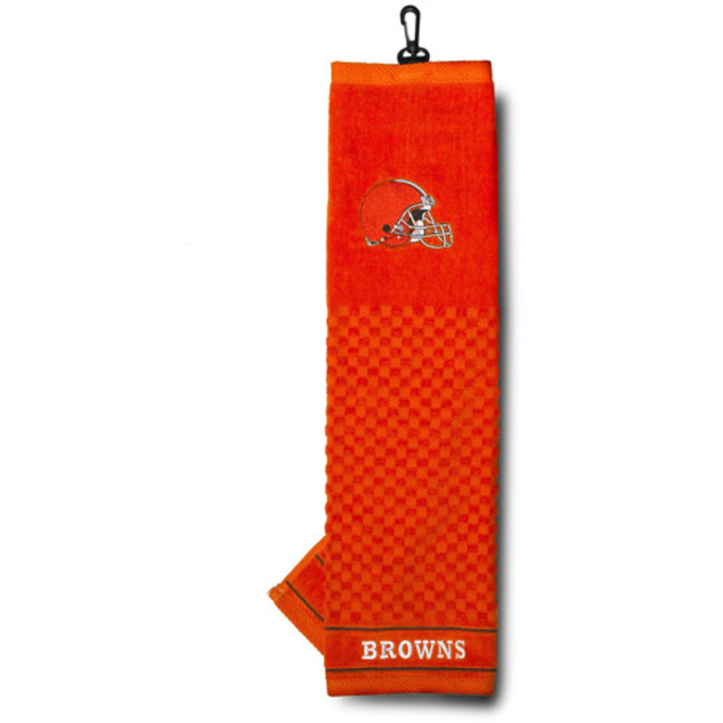 NFL Browns Golf Towel 16 X 22 Inches Football Themed Applique Sports Patterned Team Logo Fan Merchandise Athletic Spirit White Burnt Orange Seal Brown - Diamond Home USA