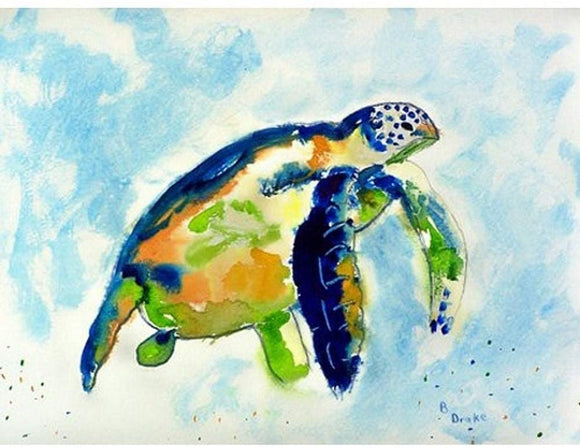 Blue Sea Turtle Place Mats (Pack 4) Color Animal Modern Contemporary Rectangle Polyester