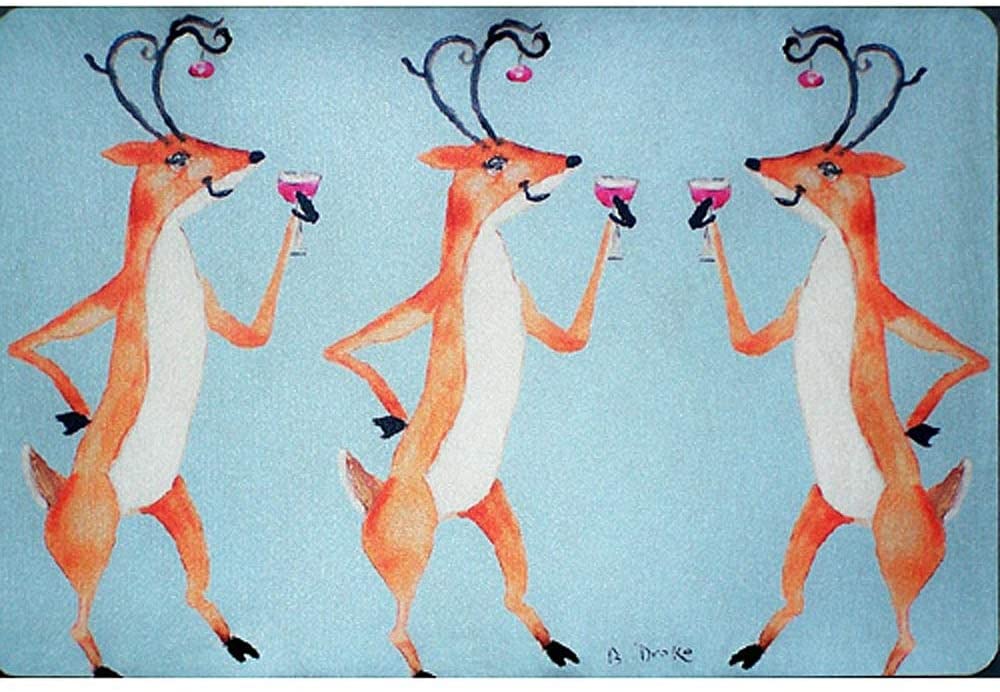 Drinking Deer Door Mat Color Modern Contemporary Rectangle Polyester All Weather