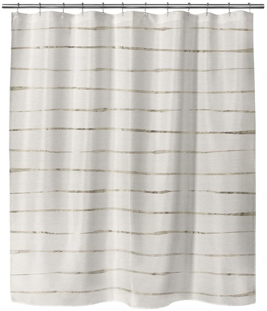 Wavy Ivory Small Shower Curtain by Cream Geometric Modern Contemporary Polyester Blend