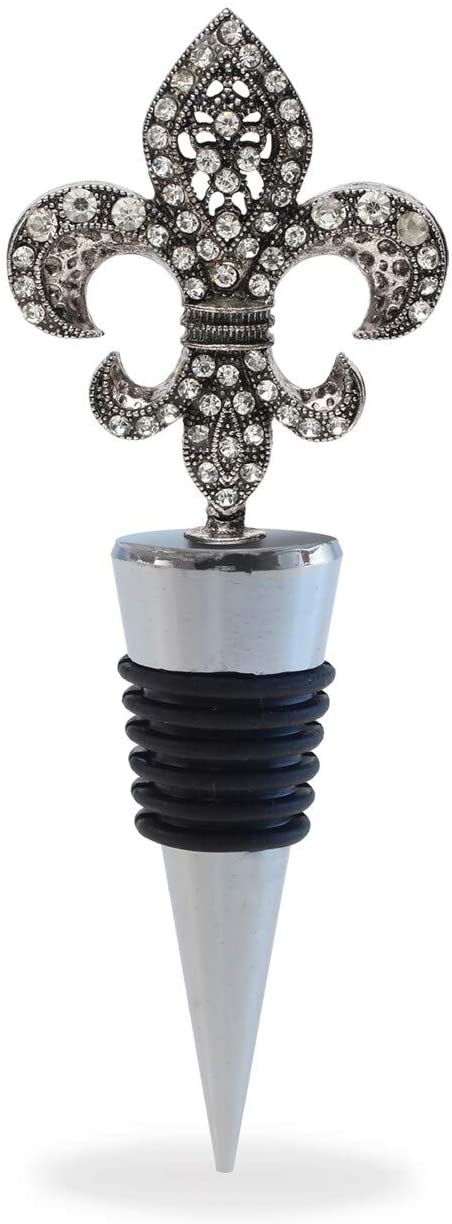 Cheers Chrome/Rhinestone De Lis Wine Stopper Color Metal 1