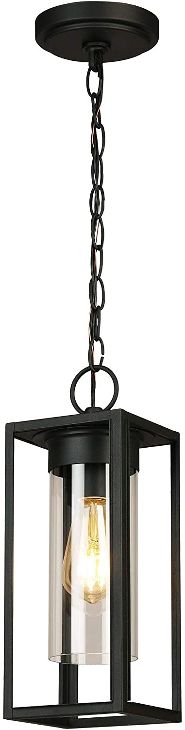 14 inch Matte Black Outdoor Clear Glass Transitional Steel Dimmable - Diamond Home USA