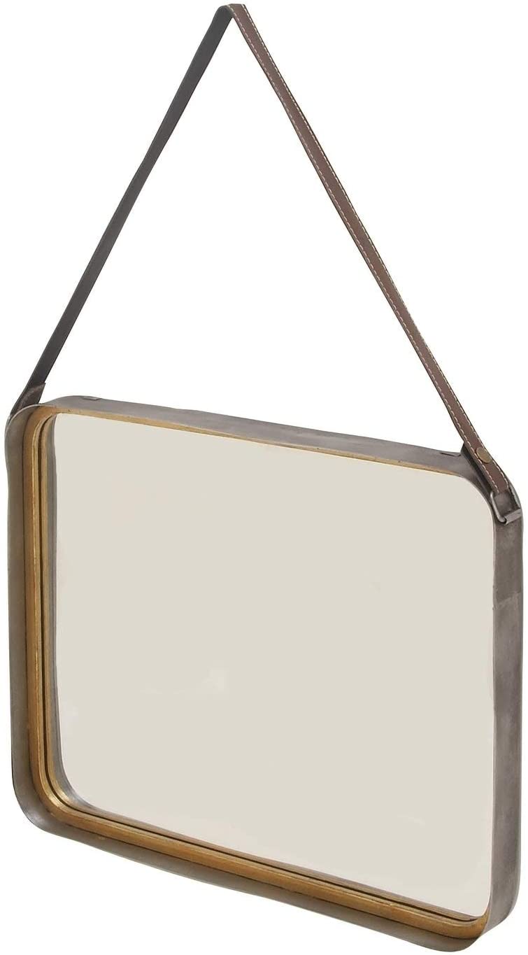 Metal Square Wall Mirror 20 inches Wide 30 inches High Black/Gold Industrial