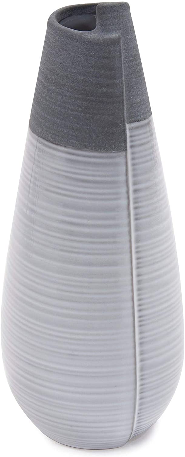 Rolled Two Tone Gray Vase Medium 11h X 5w 5d Grey