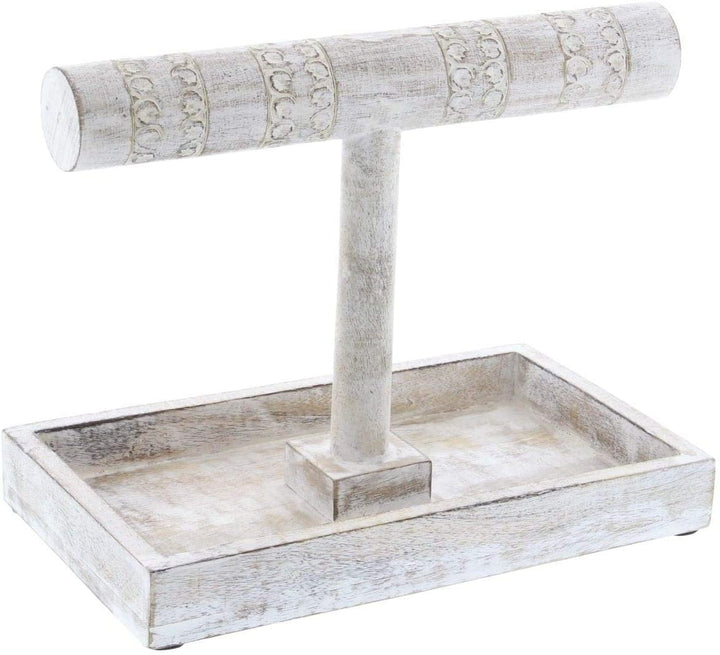 Wood Jewelery Holder 12 Inches Wide 10 High White Rustic - Diamond Home USA