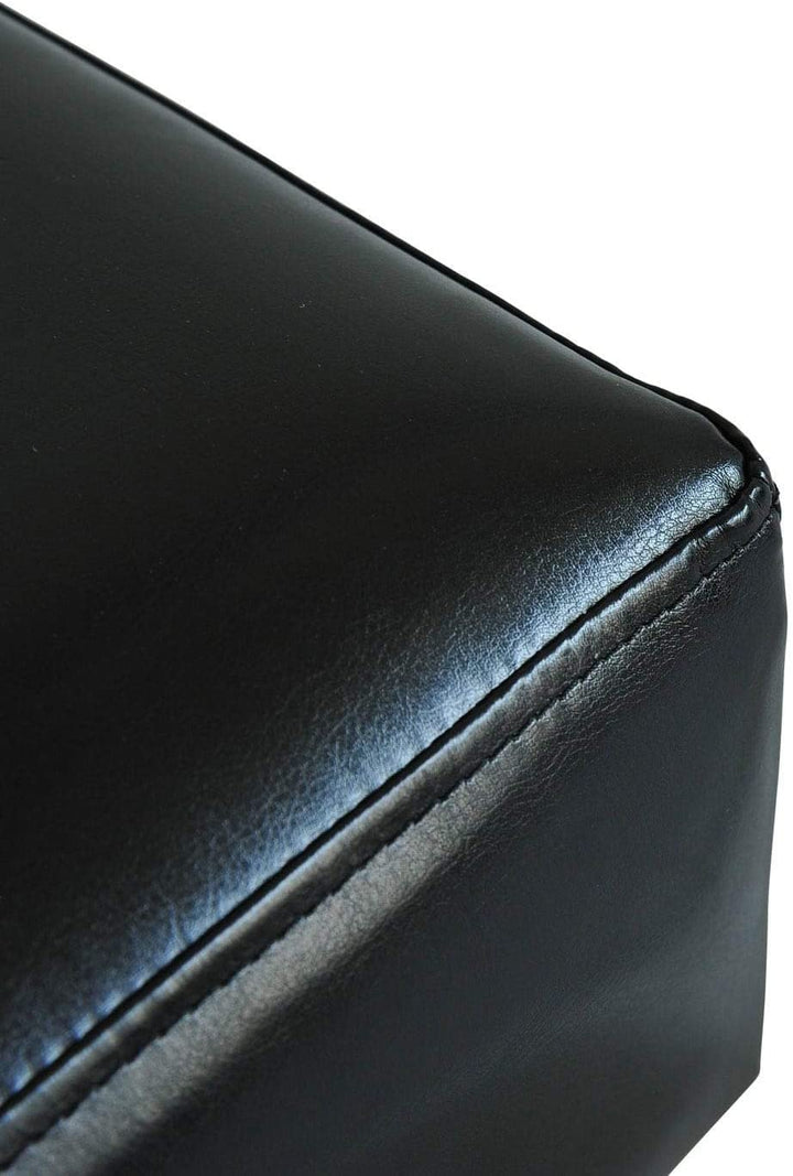 Modern Small Black Faux Leather Ottoman/Footrest Stool Solid Contemporary Rectangle - Diamond Home USA