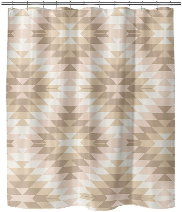 Beige Shower Curtain by Brown Geometric Modern Contemporary Polyester