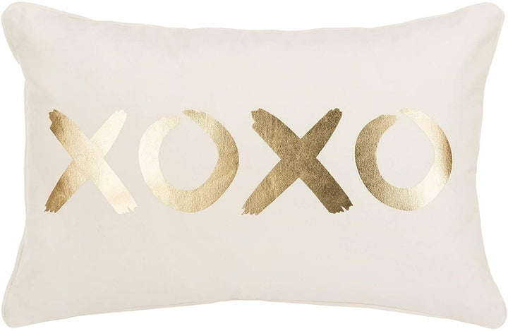 MISC Hugs Kisses Decorative Pillow Gold/Beige Off/White Abstract Geometric Textured Cotton Removable Cover