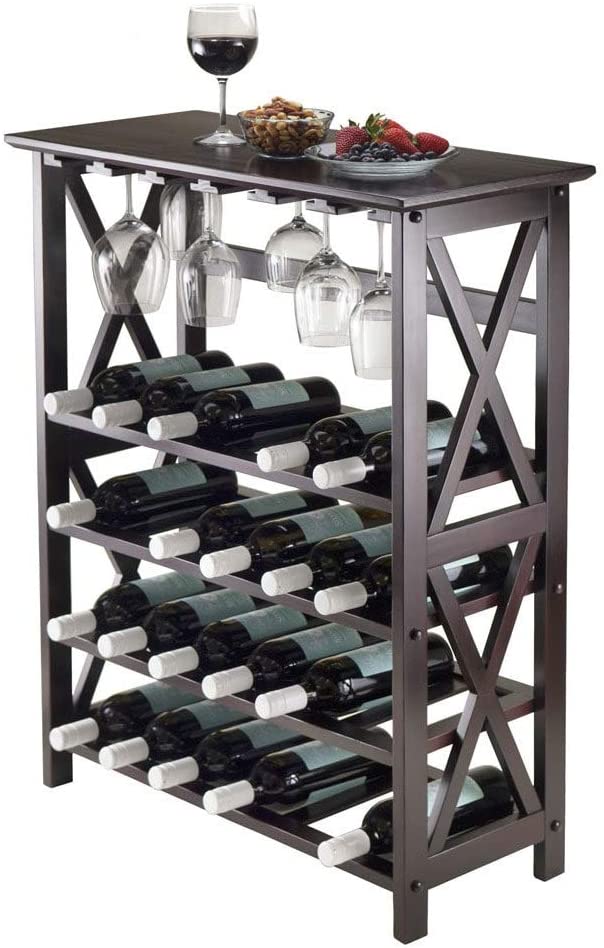 MISC Wine Rack 24 Bottle Glass Hanger Brown