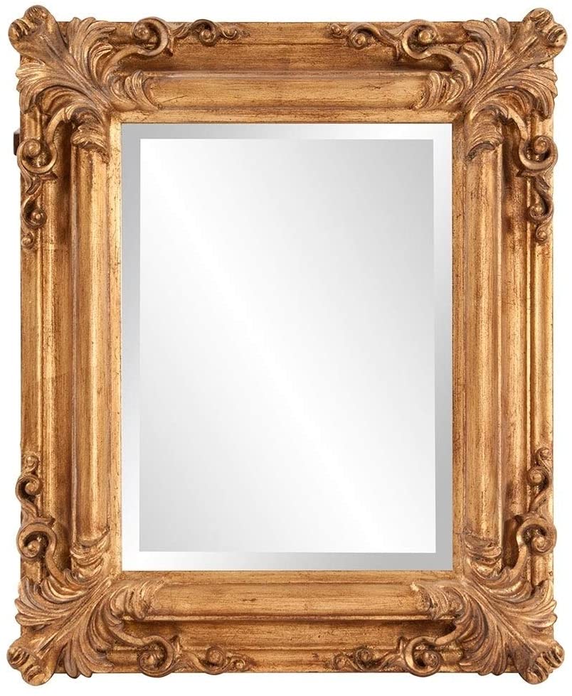 Rustic Gold Wall Mirror Classic Traditional Beveled Glass Includes Hardware