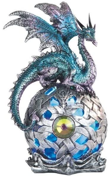 8" h Blue Purple Dragon Globe Led Statue Fantasy Night Light