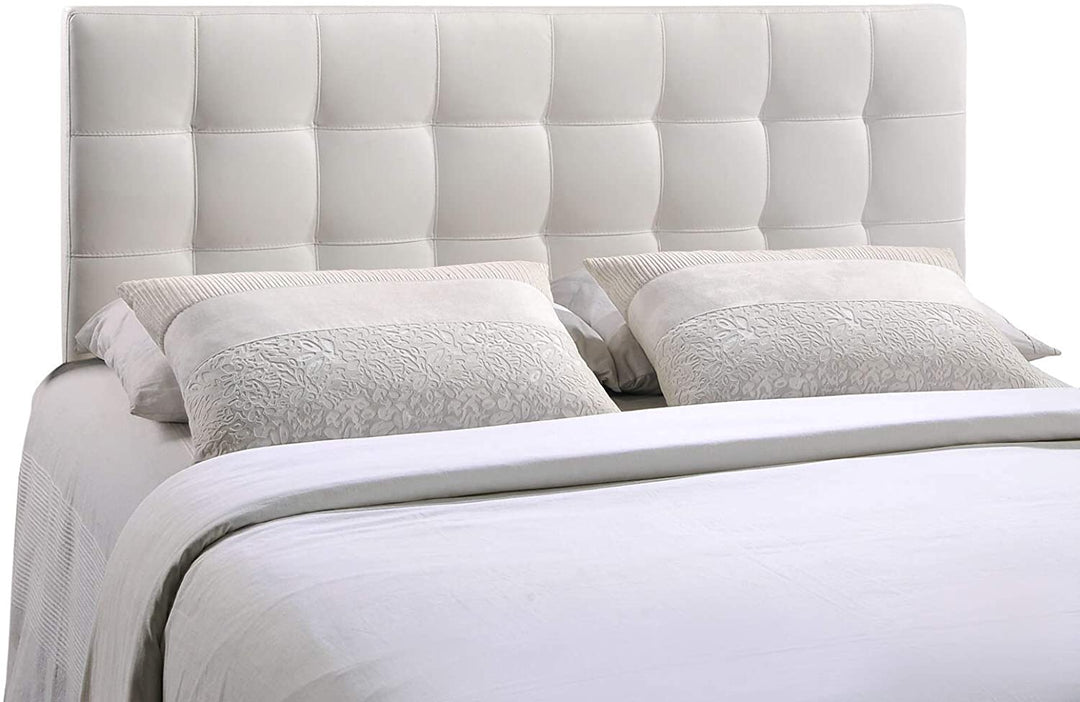 Lily Queen Vinyl Headboard White Modern Contemporary Faux Leather Tufted