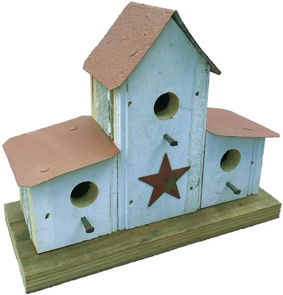 Barn Wood Small Double Lean Bird House White Hanging Made USA