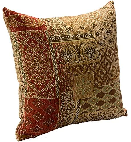 AW 1 Piece 16x16 Brown Red Southwestern Throw Pillows Damask Geometric Tribal Pattern Southwest Rustic Country Themed Pillow Square Chevron Medallion