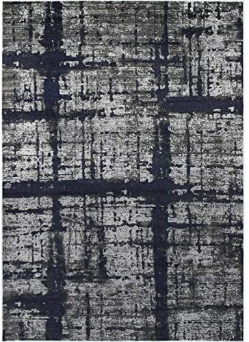 Rugs Distressed Gray Charcoal Grey Rectangular Accent Area Rug Midnight Blue Abstract Design 4' 11" X 7' 0" Modern Contemporary Rectangle