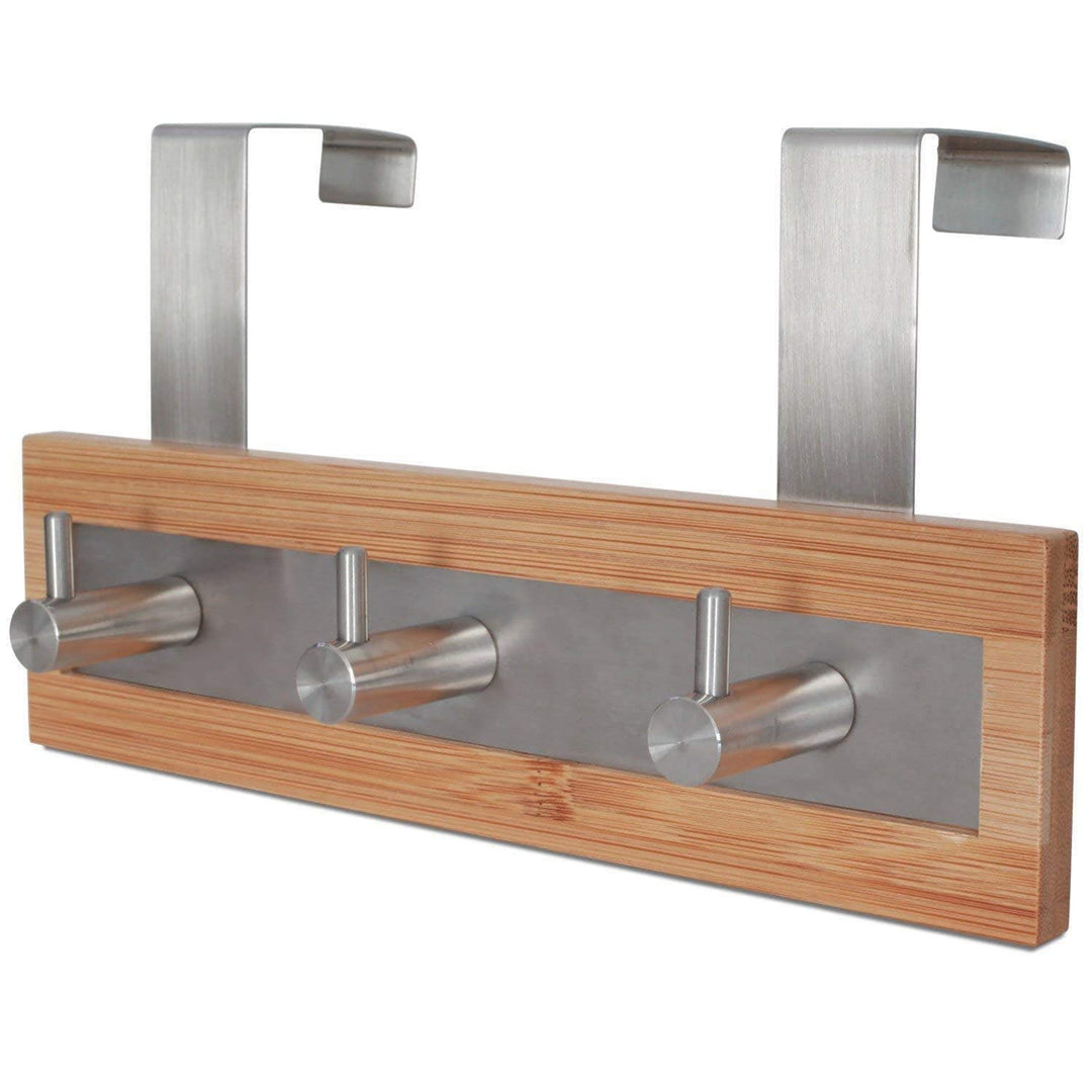 Silver rown Over Door Towel Rack 3 Hook amboo Piece Home