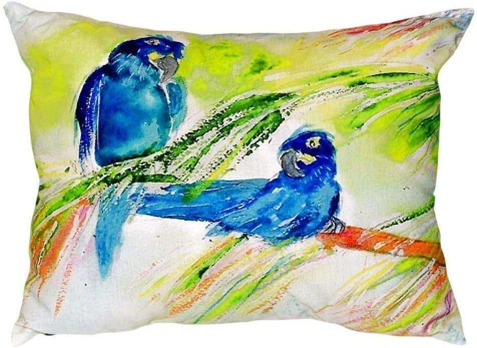 Two Blue Parrots Small No Cord Pillow 11x14 Color Graphic Nautical Coastal Polyester
