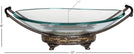 Traditional 5 X 17 Inch Iron Glass Bowl Server by Gold Textured Oval Metal 1 Piece