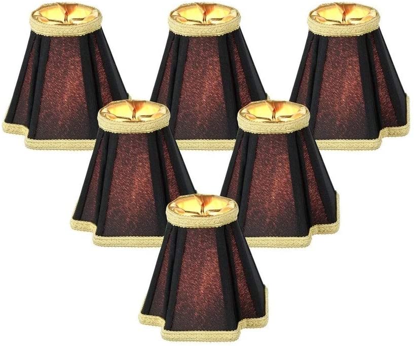 Set 6 Black Gold Liner Chandelier Clip Lampshade 2x5x5