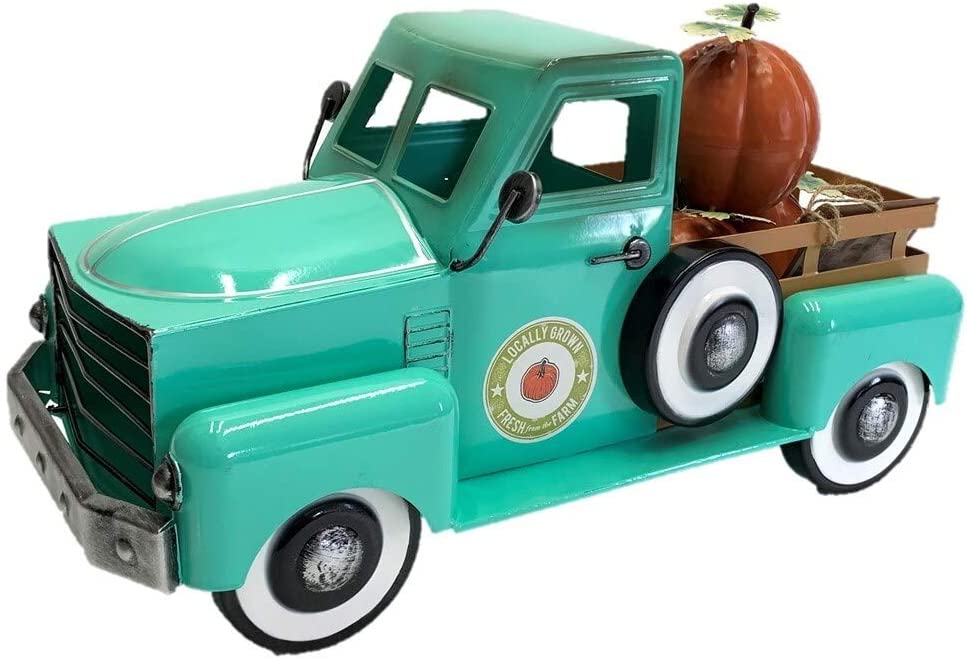 Unknown1 Country Metal Truck Pumpkins Antique Teal 8 6x18x10 Green Iron