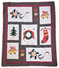 Vintage Christmas Quilted Throw Green Red White Yellow Geometric Casual Country Traditional Cotton