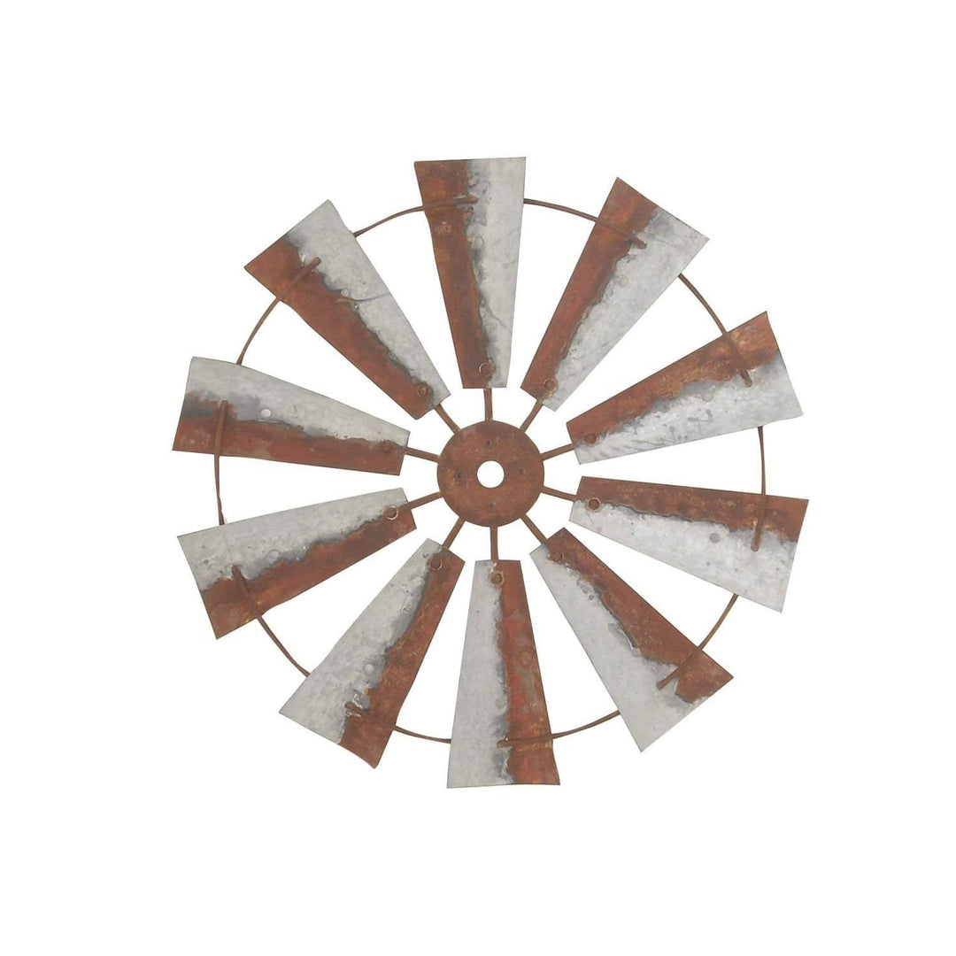 Windmill Wall Decor Distressed Blades Grey Brown Tones