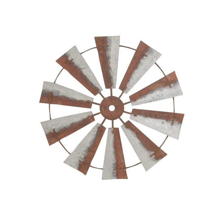 Windmill Wall Decor Distressed Blades Grey Brown Tones