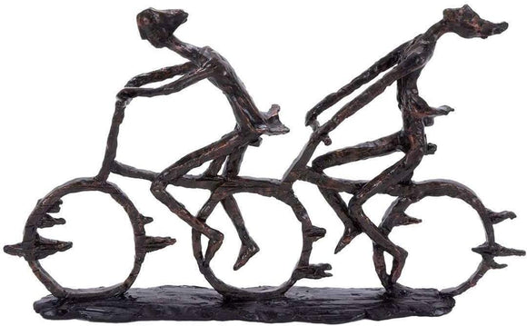 Polystone Sports Bike Figurine Black Brown Acacia Marble