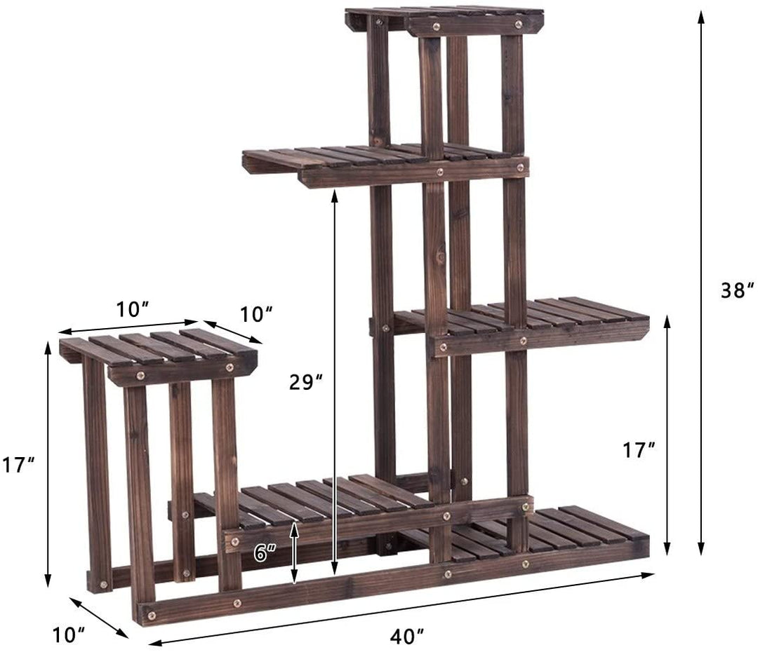 6 Layer Flower Plant Stand Racks Display Shelves Balcony Garden Tan Modern Contemporary Wood